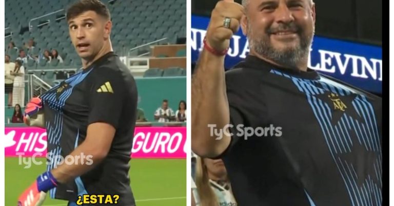Video: un hincha le pidió la camiseta desde la tribuna y Dibu se la mandó