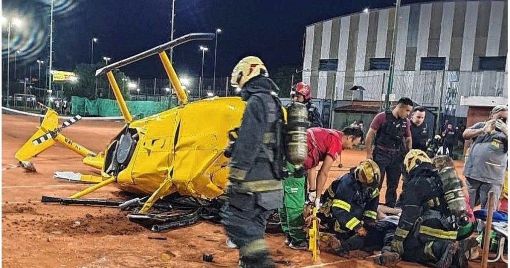 Cayó un helicóptero en un club de tenis de Capital: hay heridos