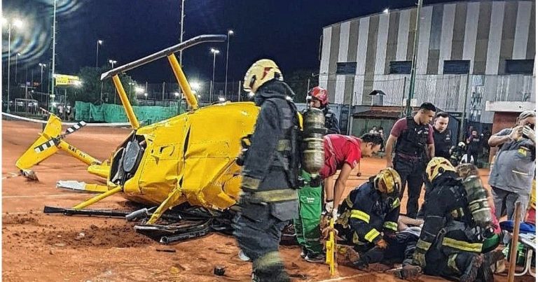 Cayó un helicóptero en un club de tenis de Capital: hay heridos