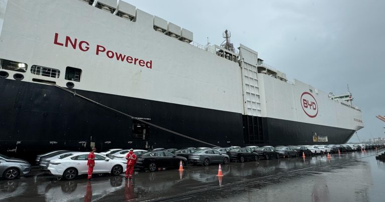 Un barco de BYD con capacidad para dejar 7.000 autos de una sola vez llegará la semana que viene a la Argentina